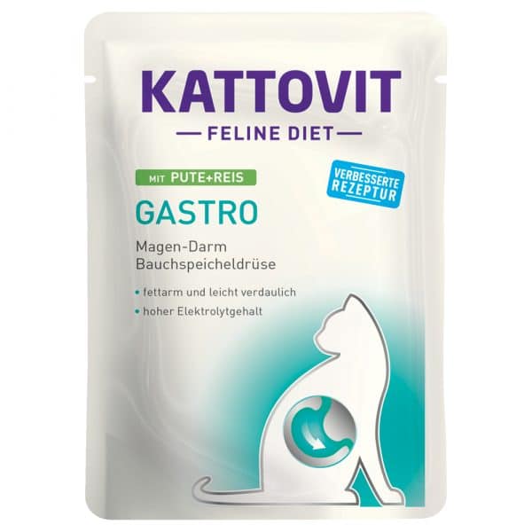 Kattovit Feline Gastro Pouch 24 x 85 g - Pute & Reis