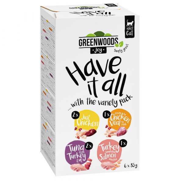 Gemischtes Probierpaket Greenwoods Joy 6 x 85 g Mix: 4 Sorten