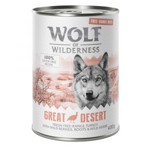 Sparpaket 12 x 400 g Wolf of Wilderness "Freiland-Fleisch" - Great Desert - Freiland-Pute