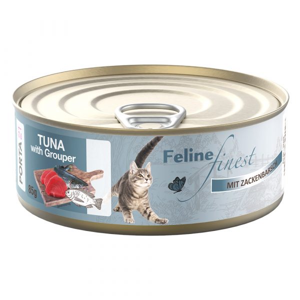Sparpaket Feline Finest Katzen Nassfutter 24 x 85 g - Thunfisch mit Zackenbarsch
