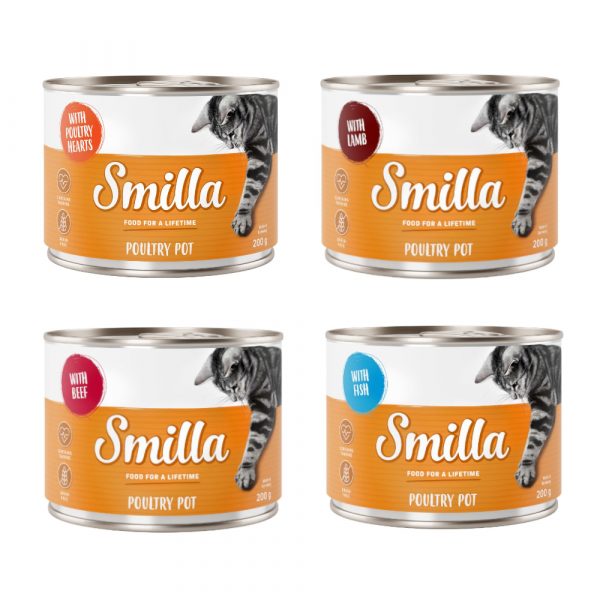 Smilla Töpfchen Probiermix - 6 x 200 g Geflügel mit: Geflügelherzen