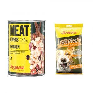6 x 400 g Josera Meatlovers + 150 g Loopies Geflügel Hundesnack gratis! - Pure: Huhn