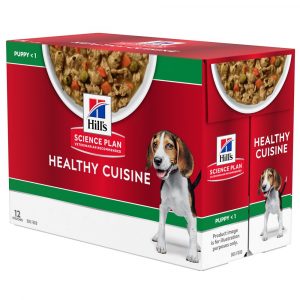 1 + 1 gratis! 24 x 90 g Hill’s Science Plan Healthy Cuisine - Puppy Medium & Large mit Huhn