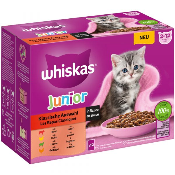 Megapack Whiskas Junior Frischebeutel 24 x 85 g - Klassische Auswahl in Sauce