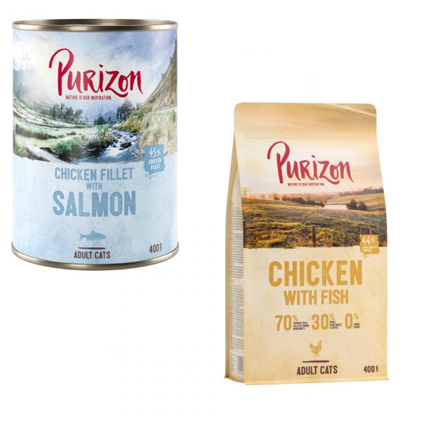 24 x 400 g Purizon Adult + 400 g Trockenfutter gratis!  - Hühnerfilet mit Lachs + Huhn & Fisch