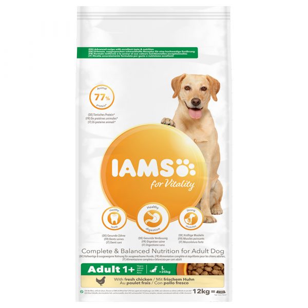 IAMS for Vitality Dog Adult Large Huhn - Sparpaket: 2 x 12 kg