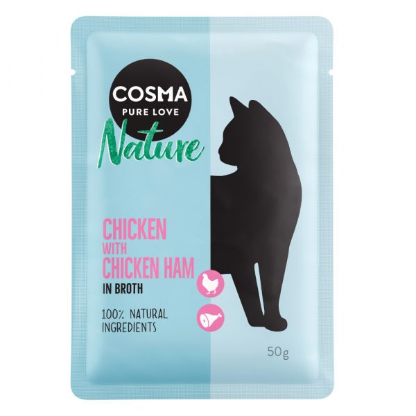 Sparpaket Cosma Nature Frischebeutel 18 x 50 g  - Huhn & Hühnerschinken