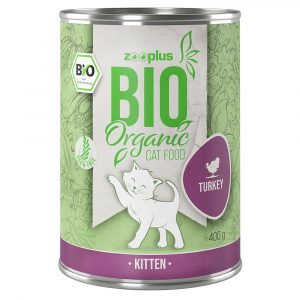 Sparpaket Zooplus Bio Kitten 24 x 400 g Bio-Pute mit Karotte